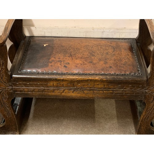 8 - Antique Hall Seat With Umbrella Storage. 93 x 47 x 63 cms