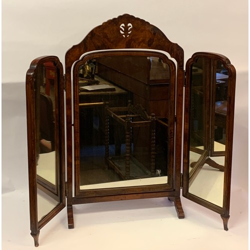 15 - Antique Triple Dressing Table Mirror. 87 x 76.5 cms Open.