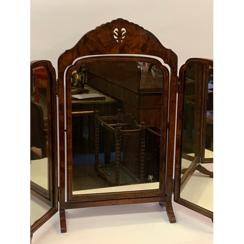 15 - Antique Triple Dressing Table Mirror. 87 x 76.5 cms Open.