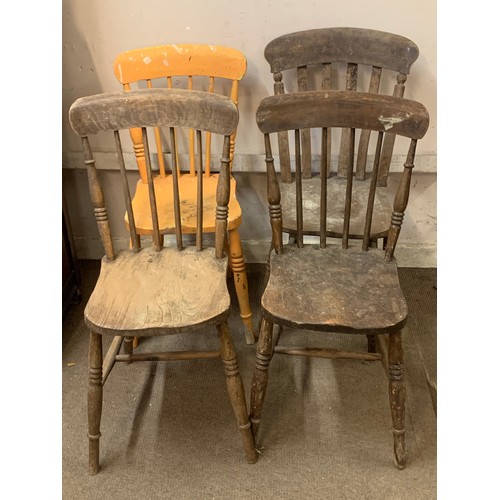 18 - Four Antique Farmhouse Chairs. (4)