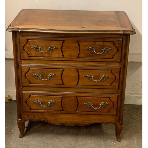 19 - Vintage Louis Quinze Style Chest Of Three Drawers. 81 x 49 x 84 cms