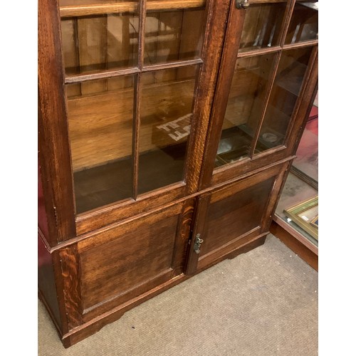 31 - Vintage Glazed Bookcase With Damaged Glass Panel 102 x 30 x 192 cms