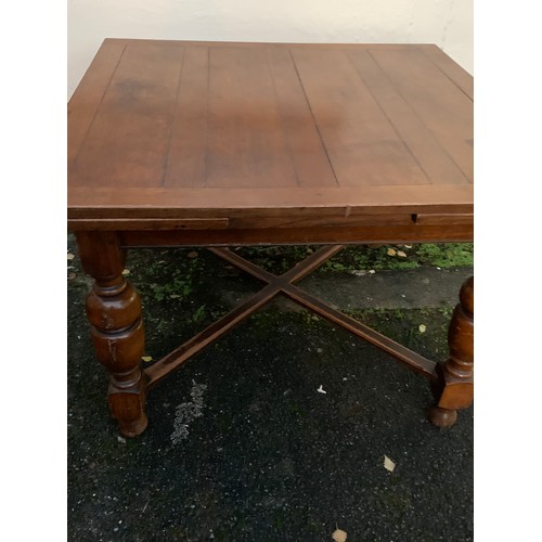 35 - Vintage Extending Table 110 x 106 x 75 cms Un-extended. 186 x 110 x 75 Extended.