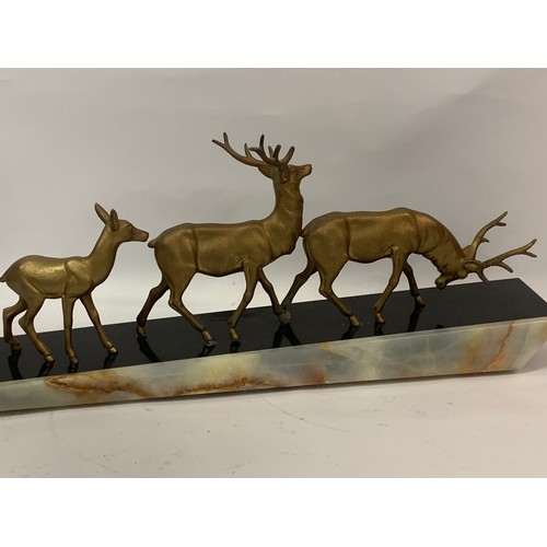 183 - Art Deco Mounted Deer Figures. 54 x 22 cms