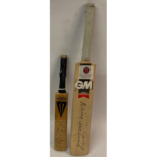 192 - Two Miniature Signed Cricket Bats. Somerset Along With Worcestershire 1980 (2)