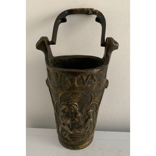 210 - Antique Bronze Aspersorium Or Holy Water Pail 
29 cms h