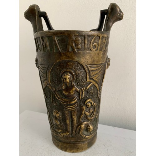 210 - Antique Bronze Aspersorium Or Holy Water Pail 
29 cms h