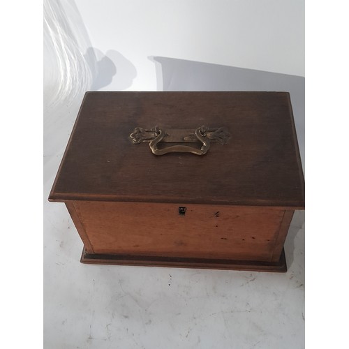 36 - 2 x wooden boxes with locks (no keys). largest 25 x 17 x 14cm. Smaller box with cartouche 23 x 14 x ... 