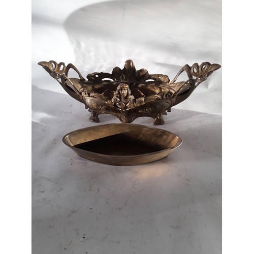 44 - Art Deco Brass/Bronze planter with removable center34cm x 11cm x 12cm