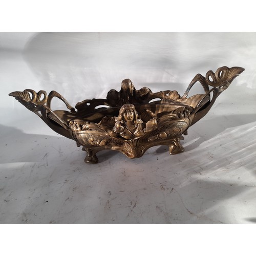 44 - Art Deco Brass/Bronze planter with removable center34cm x 11cm x 12cm