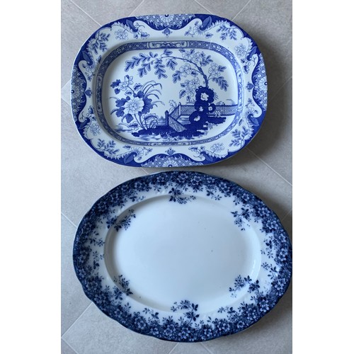 133 - 2 x Antique Blue And White Serving Plates , One By Booths The Other By Anglesey Ridgeways
41 x 32 cm... 