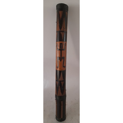 52 - Traditional Rain shaker rain stick carved bamboo 60cm long