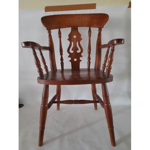 59 - Traditional Farmhouse fiddle back carver chair. seat height 46cm x 58cm width