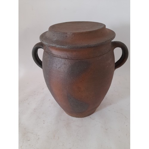 70 - Large Lidded 2 handled pot, 28cm high