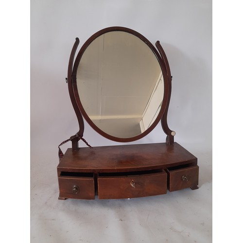 73 - Swivel Dressing table mirror with 3 drawers, middle drawer with lock and key. 47cm wide x 61cm high