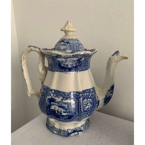 135 - 2 x Vintage Blue And White Teapots
25 cms h tallest