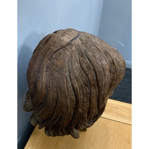 207 - Very Unusual Life Size Bronze Sculpture Of A Young Girls Head - Signed And Inscribed Elinor