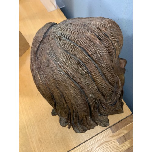 207 - Very Unusual Life Size Bronze Sculpture Of A Young Girls Head - Signed And Inscribed Elinor