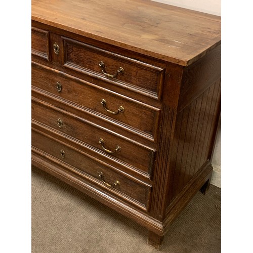 38 - Vintage Oak Continental Two Over Three Chest Of Drawers. 109 x 49 x 87 cms