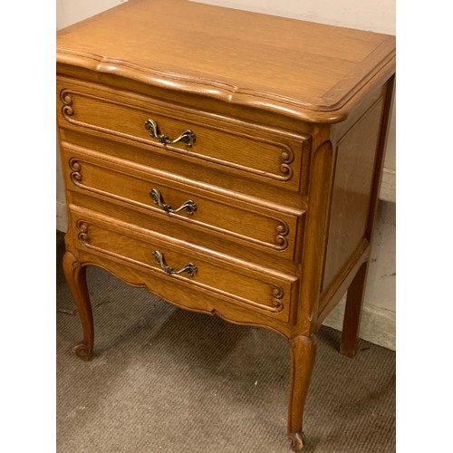 43 - French Louis Style Three Drawer Chest. 60 x 37 x 76 cms