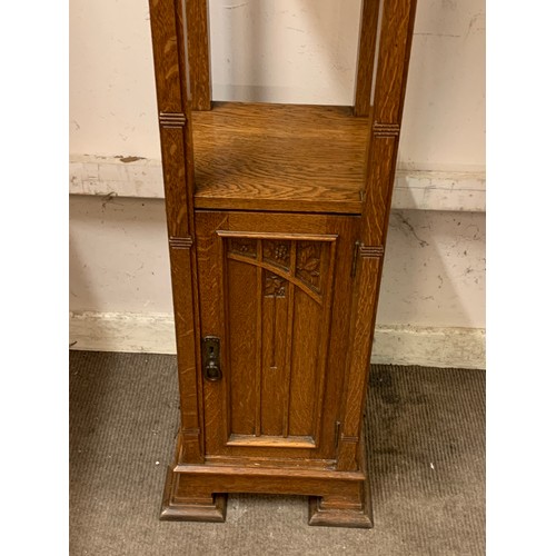 48 - Vintage Continental Oak Plant Stand / Torchiere 35 x 35 x 120 cms