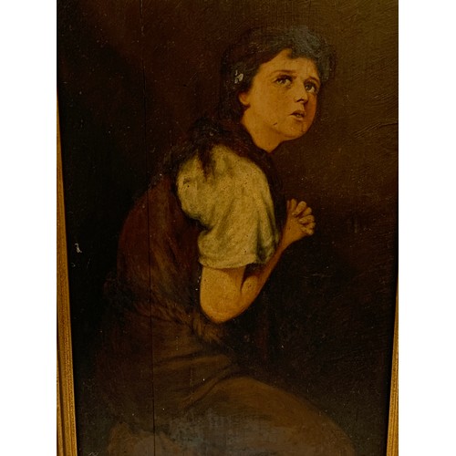 277 - Framed Oil Painting On Board Of a Young Lady Signed Botton Right J Decock 1915. 57 x 41 overall Size... 