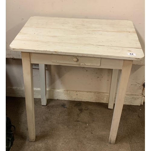 44 - Small Painted Pine Table With Central Drawer. 70 x 49 x 75 cms