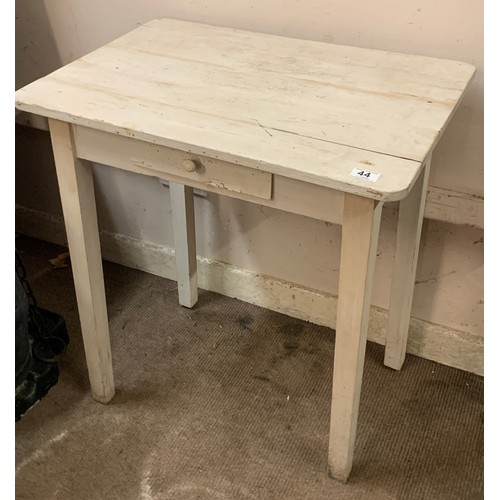 44 - Small Painted Pine Table With Central Drawer. 70 x 49 x 75 cms