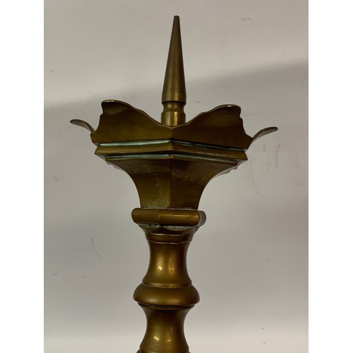 301 - Antique Heavy Gauge Pricket Candlestick. 113 cms High