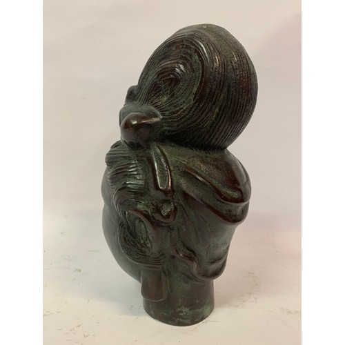 303 - Unusual Heavy Gauge Bronze Buddha Head.23.5 cms High