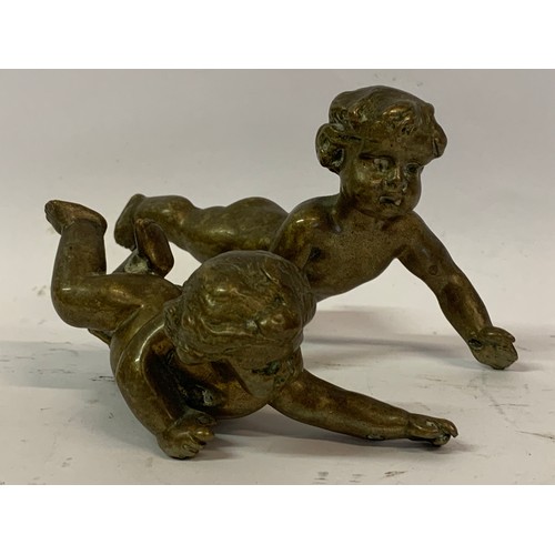 304 - Pair Of Antique Bronze Cherub Figures. Largest 12 cms Long. (2)