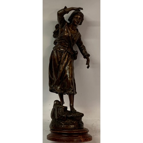 305 - Bronzed Figure After Moreau , Signed To Reverse. 45 cms High