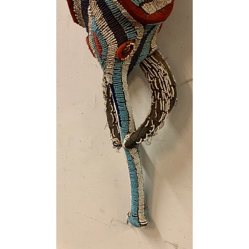 317 - Large Bamileke people Beaded Elephant , Headdress / Mask. 105 cms Long