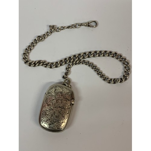 324 - Silver Hallmarked Vesta Case On A Silver Hallmarked Chain.