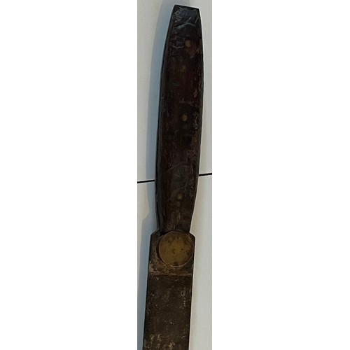 377 - Early Unusual Straight Sword With Riveted Wood Handle With A Possibly Hand Forged Blade. 119 cms Ove... 