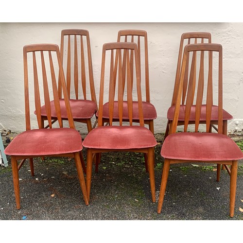 53 - Six Vintage Danish  koefoeds hornslet Slat Back Dining Chairs . (6)