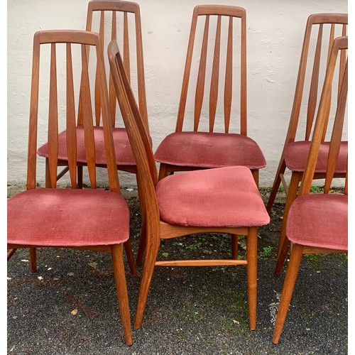 53 - Six Vintage Danish  koefoeds hornslet Slat Back Dining Chairs . (6)