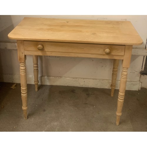 54 - Vintage Pine Farmhouse Hall Table With Central Drawer. 91 x 47 x 74 cms