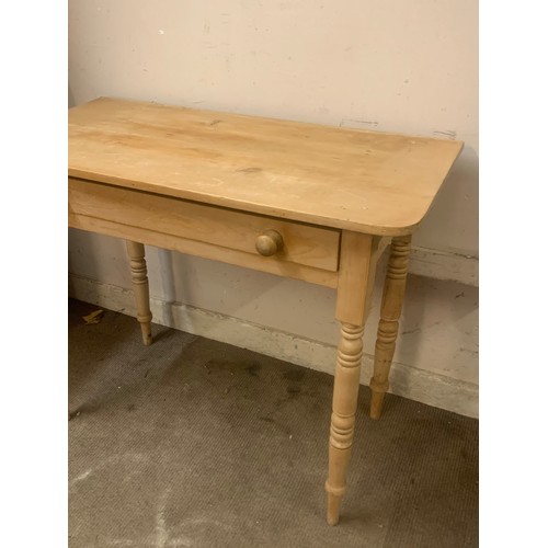 54 - Vintage Pine Farmhouse Hall Table With Central Drawer. 91 x 47 x 74 cms