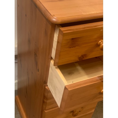 55 - Solid Pine Chest Of Five Drawers. 43 x 44 x 97 cms