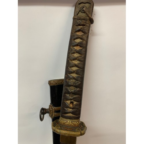 374 - Early Navel Landing Forces Shingunto With Metal Scabbard And Signature To Tang.102 cms