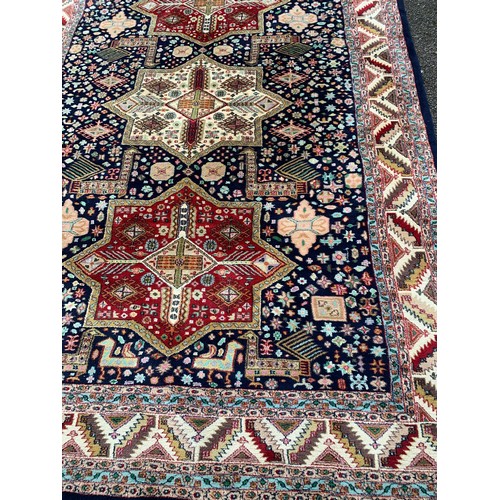 91 - Large Decorative Hand Knotted Ground Blue Rug / Carpet. 320 x 204 cms