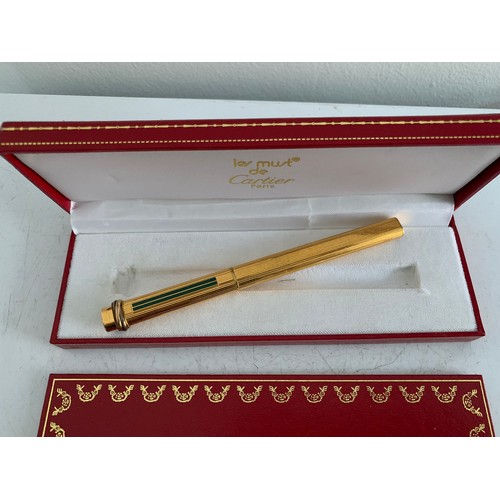 247 - Cartier “Must de Cartier” Trinity Gold Plated Stylo Ballpoint Pen In Original Box Together With Cart... 