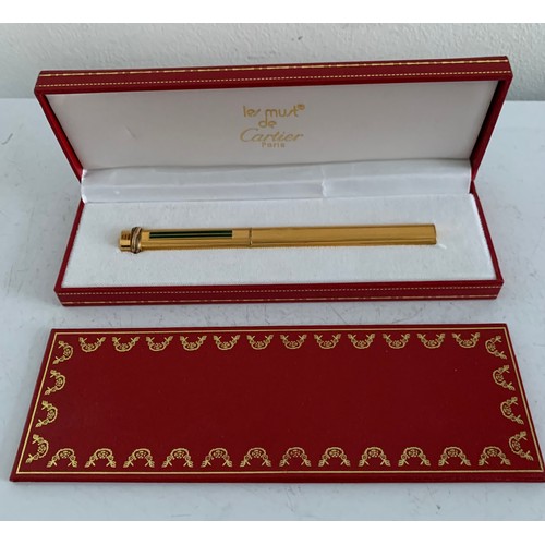 247 - Cartier “Must de Cartier” Trinity Gold Plated Stylo Ballpoint Pen In Original Box Together With Cart... 