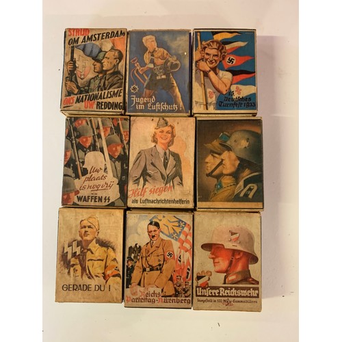 381 - Nine Boxes Of German Military Depiction Match Boxes  With Contents. (9)