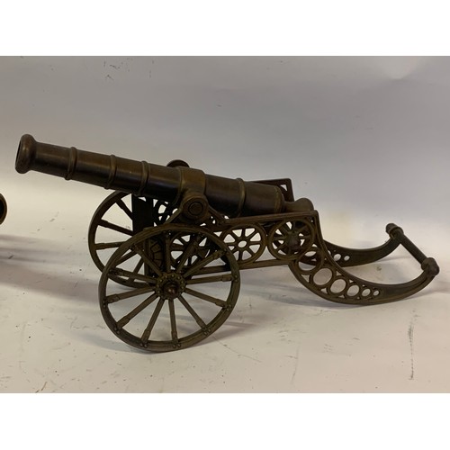 384 - A Matched Pair Of Large Brass  Cannons. Largest 42 x 21.5 cms (2)