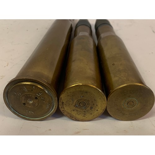 390 - Three Military Inert Shells With Dummy Tips . Largest 39 cms High (3)