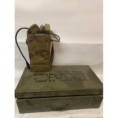 409 - WWII US ARMY SIGNAL CORP ANTI-TANK LAND MINE Detector SCR 625-C With Additional Cased Amplifier .