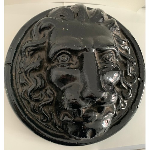 248 - Vintage Large Cast Iron And Painted Lion Mask Plaque
25 cms diameter