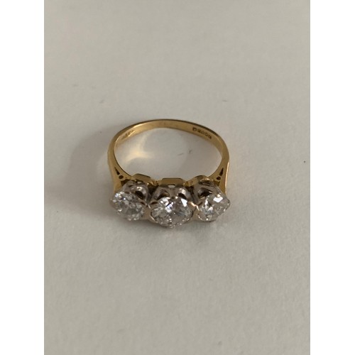 349 - 3 stone diamond .5 .5 6
Vintage Diamond Ring Having 3 Diamonds 1.6cts (.5,.5 & .6 ) In 18ct Gold. Si... 